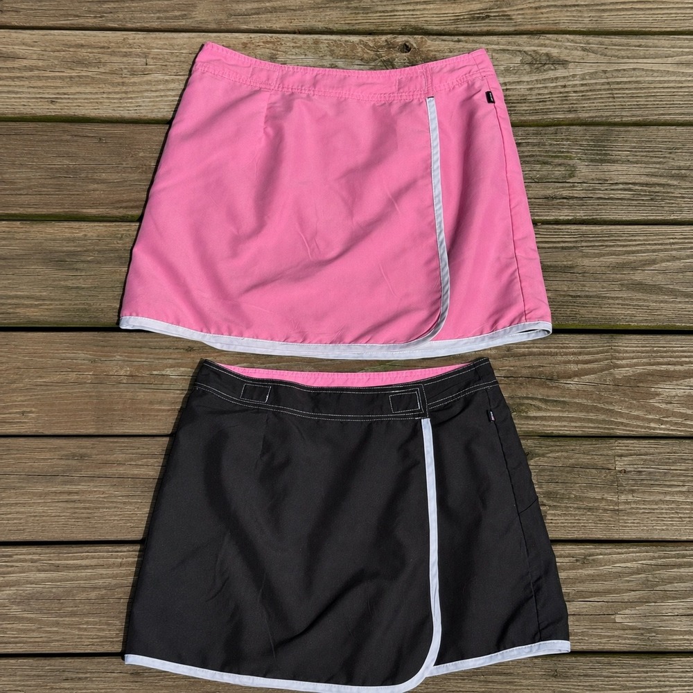 Vtg St Johns‎ Bay Reversible Swim Skirt Coverup M Pink Black Sporty Y2K Beach